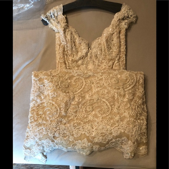 Beautiful beaded long cream dress bought in Paris - Picture 7 of 15